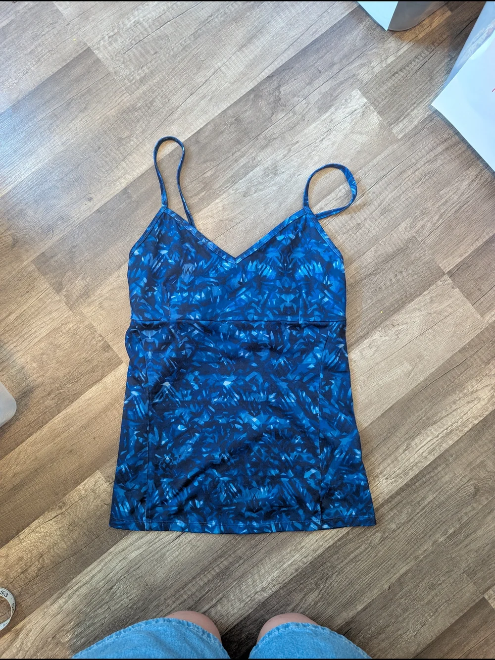 ALO Yoga Women's Blue Patterned Strappy Tank Top